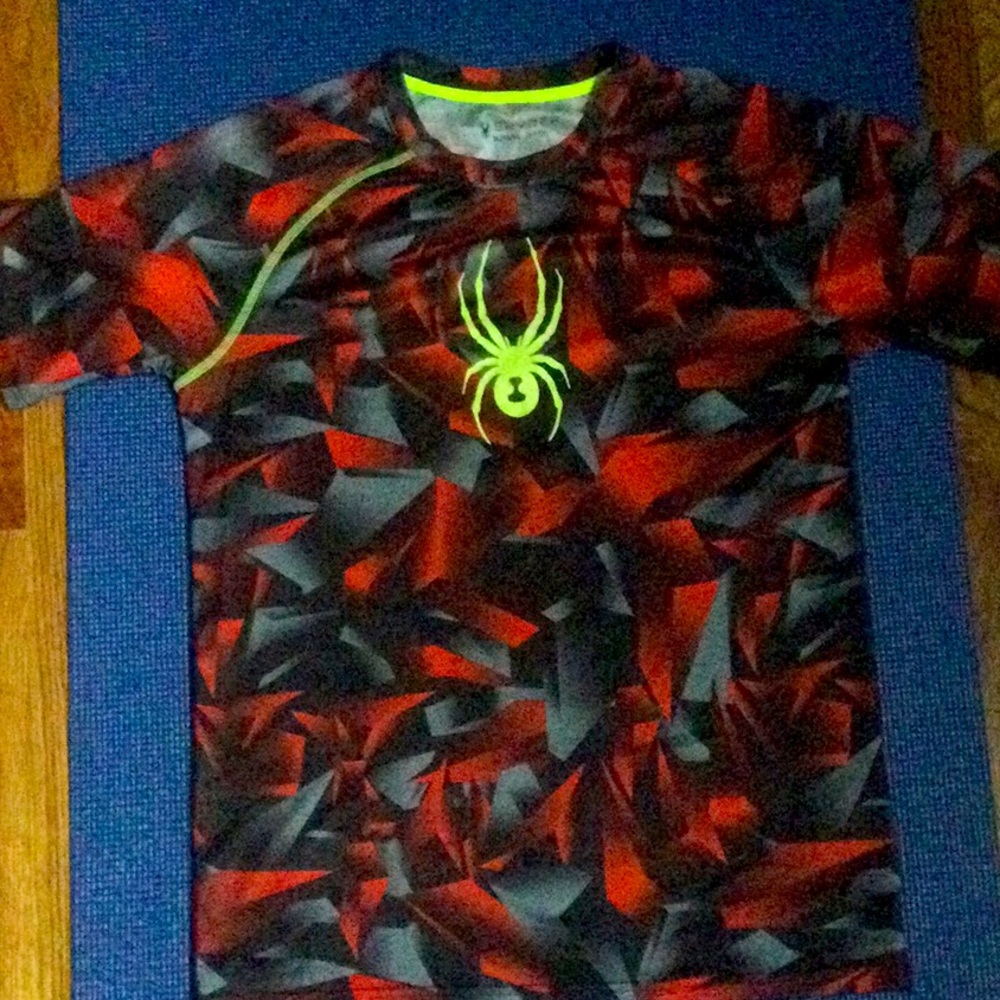 Kids spider summer pool top.  It’s red grey,black